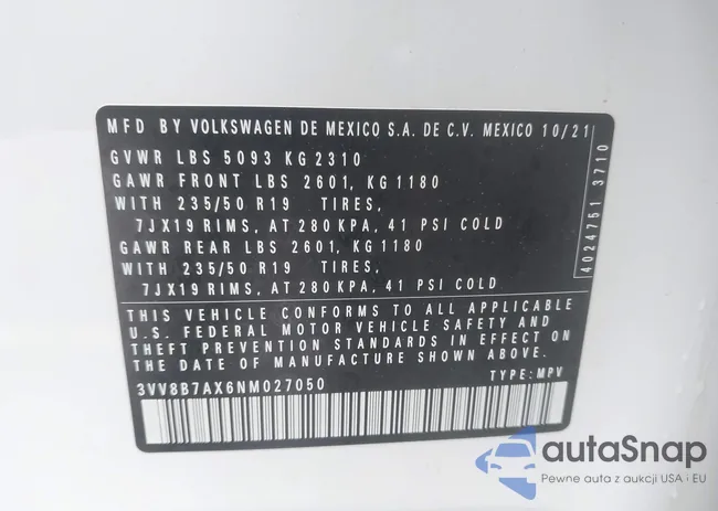 3VV8B7AX6NM027050: 42463714