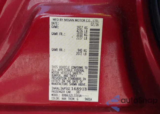 1N4AL3AP5GC168918: 42464777