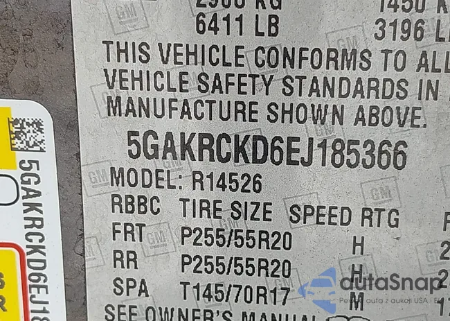 5GAKRCKD6EJ185366: 42464875