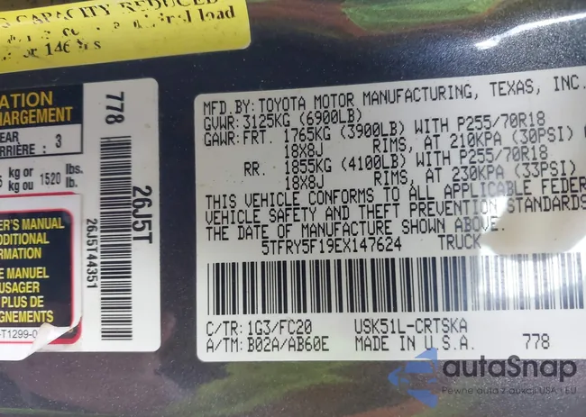 5TFRY5F19EX147624: 42464978