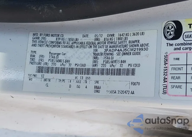 3FADP4AJ5CM219930: 42465008