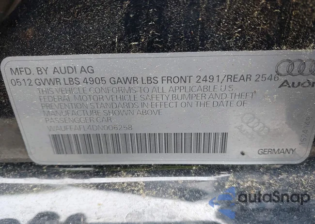 WAUFFAFL4DN006258: 42465048