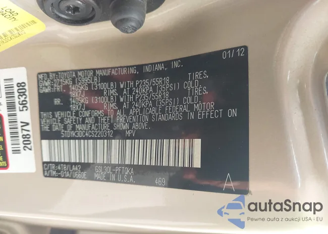 5TDYK3DC4CS220312: 42465081