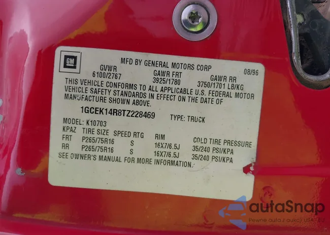 1GCEK14R8TZ228469: 42465150