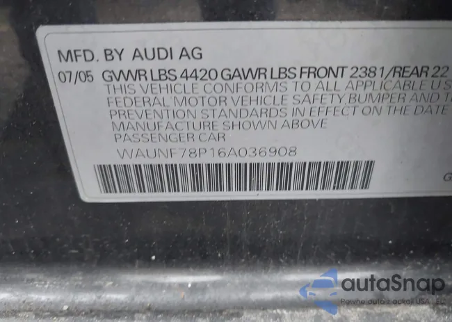 WAUNF78P16A036908: 42464420