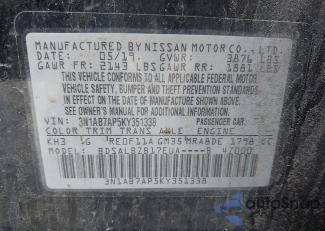 3N1AB7AP5KY351338: 42464422