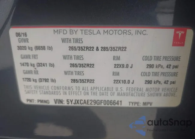 5YJXCAE29GF006641: 42464425