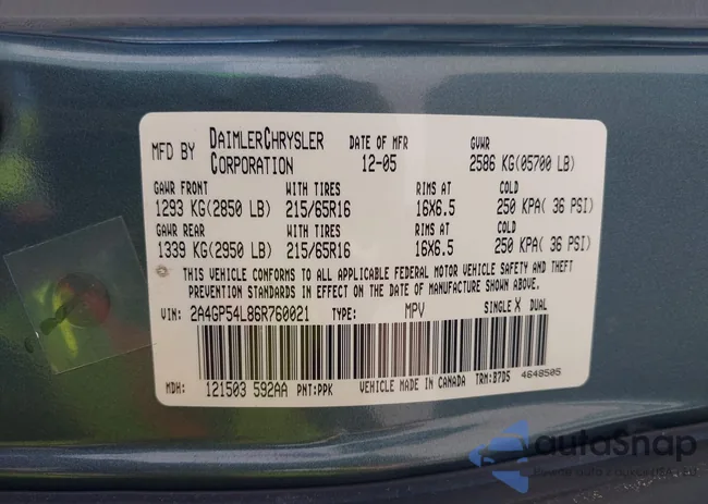 2A4GP54L86R760021: 42464515