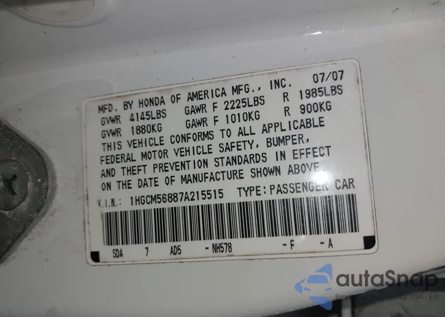 1HGCM56887A215515: 42464580