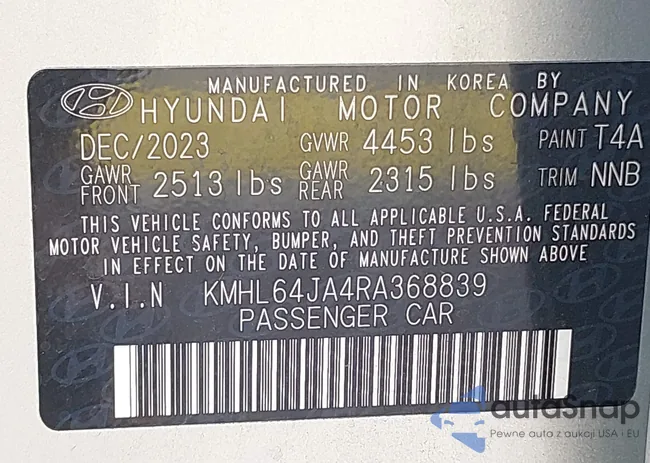 KMHL64JA4RA368839: 42464584