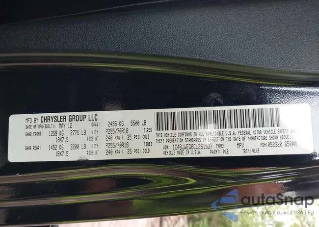 1C4BJWEG6CL261537: 42464718