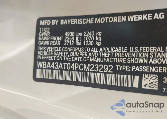 WBA43AT04PCM23292: 42465765