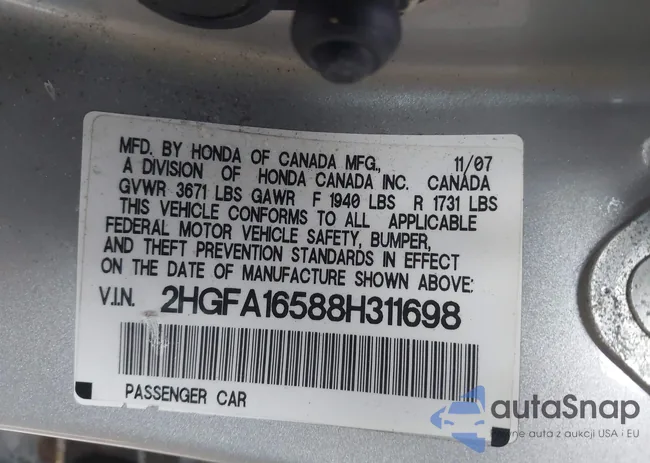 2HGFA16588H311698: 42466229