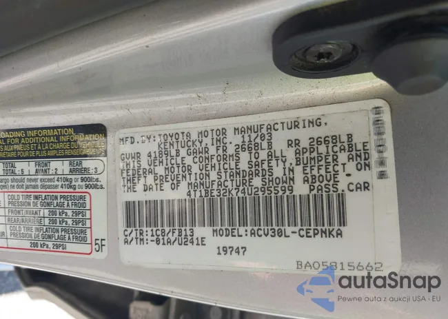 4T1BE32K74U295599: 42465607