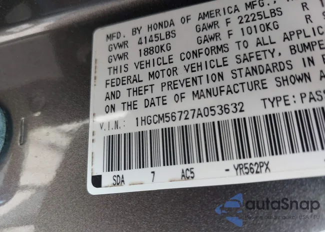 1HGCM56727A053632: 42466839