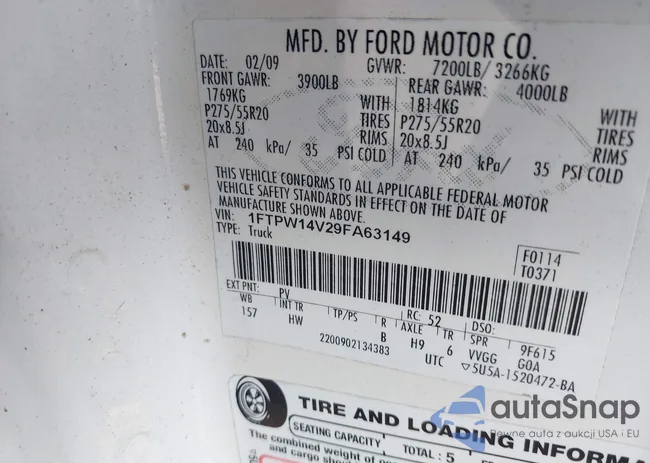 1FTPW14V29FA63149: 42467119