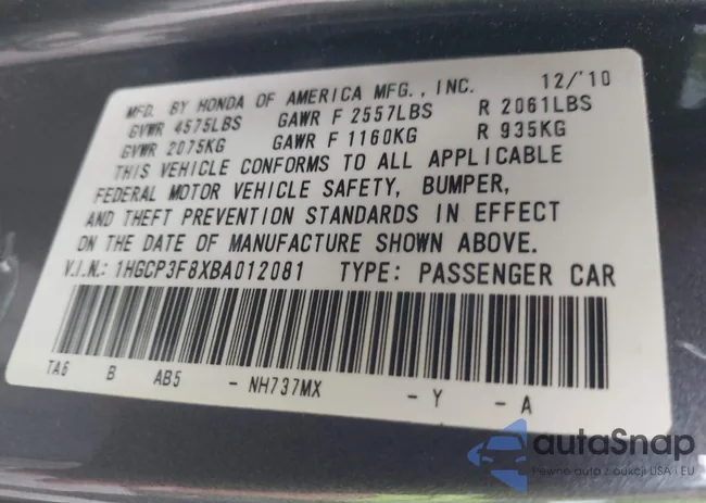 1HGCP3F8XBA012081: 42467202