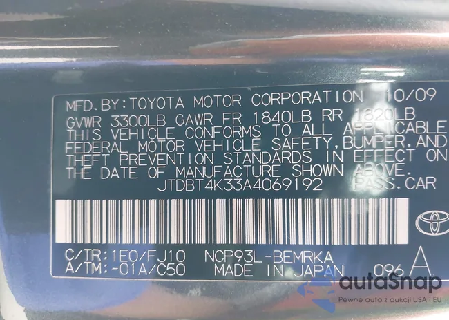 JTDBT4K33A4069192: 42466525