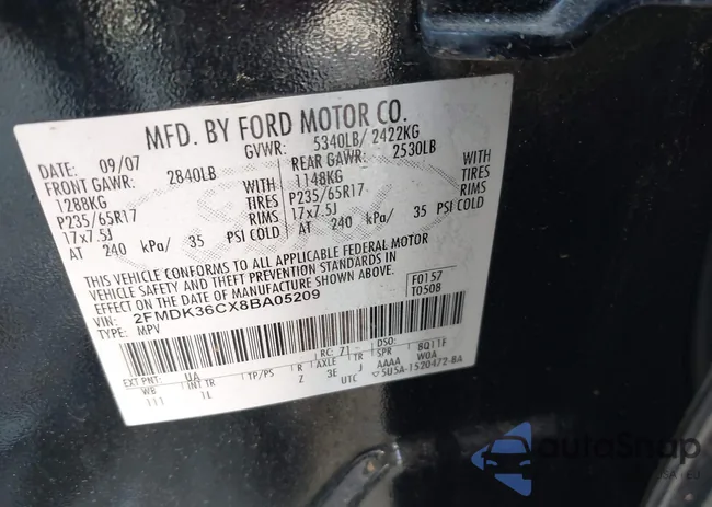 2FMDK36CX8BA05209: 42466597