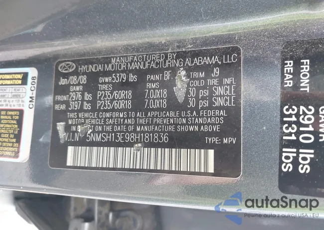 5NMSH13E98H181836: 42466677