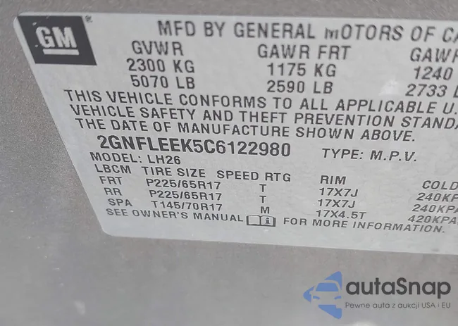 2GNFLEEK5C6122980: 42466705