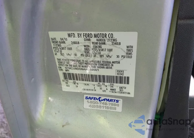 1FMCU9DG9AKC69001: 42467905