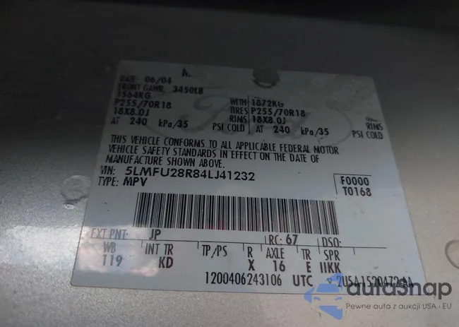 5LMFU28R84LJ41232: 42468184