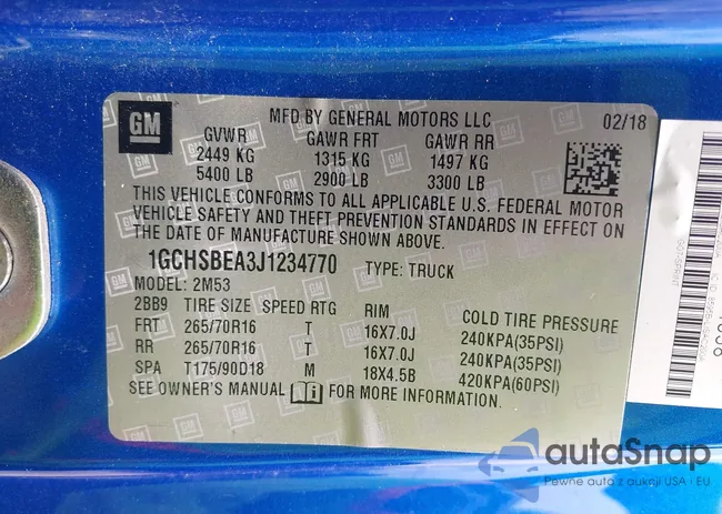 1GCHSBEA3J1234770: 42468238