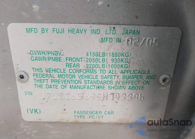 JF1SG63695H748896: 42467332