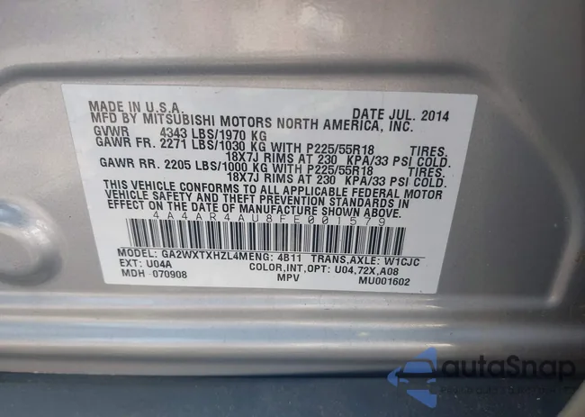 4A4AR4AU8FE001579: 42467440