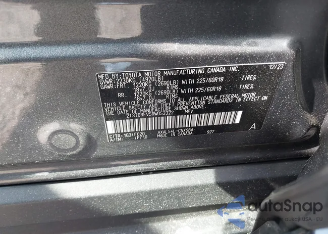 2T3T6RFV5RW053322: 42467601