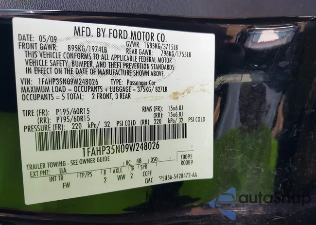 1FAHP35N09W248026: 42467629