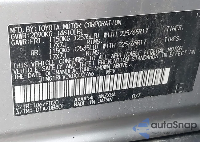 JTMG1RFV2KD002766: 42467638