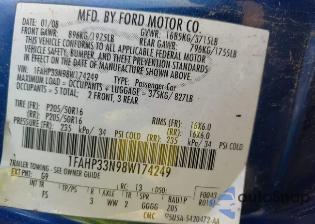 1FAHP33N98W174249: 42467657