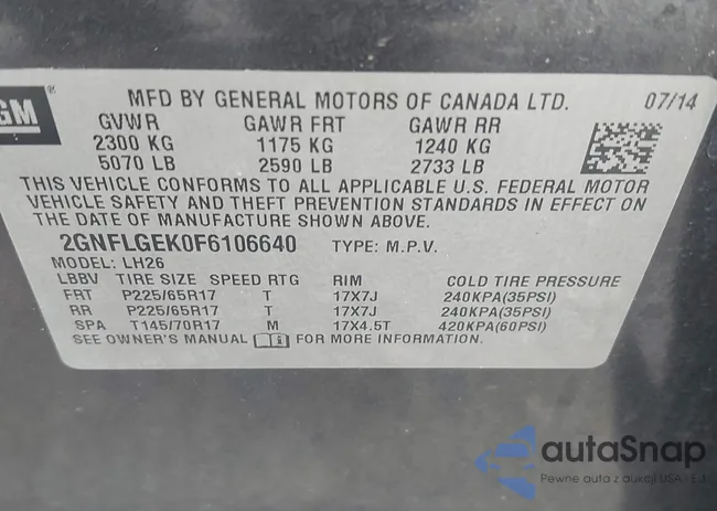 2GNFLGEK0F6106640: 42467708