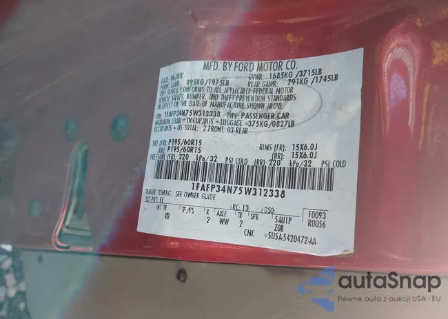 1FAFP34N75W312338: 42468818