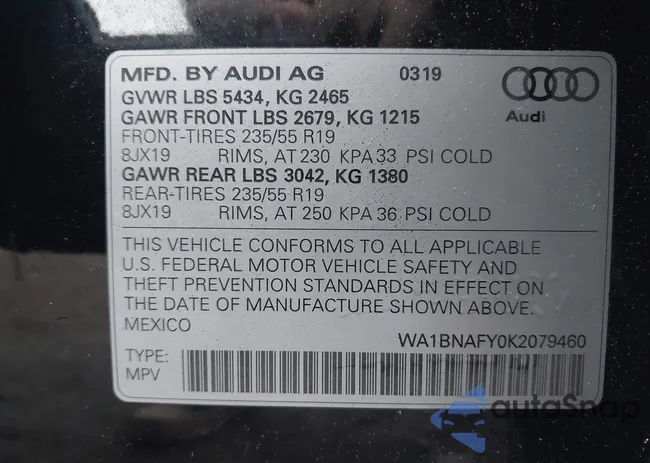 WA1BNAFY0K2079460: 42468889