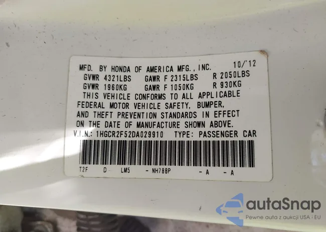 1HGCR2F52DA029910: 42468909