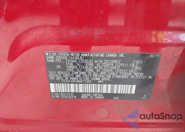 2T3ZF4DVXBW073359: 42468961