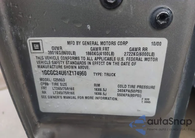 1GCGC24U61Z174960: 42469027