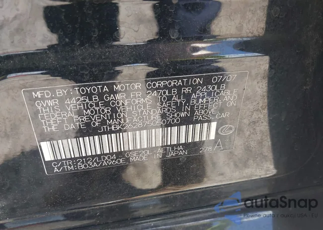 JTHBK262875050700: 42469230