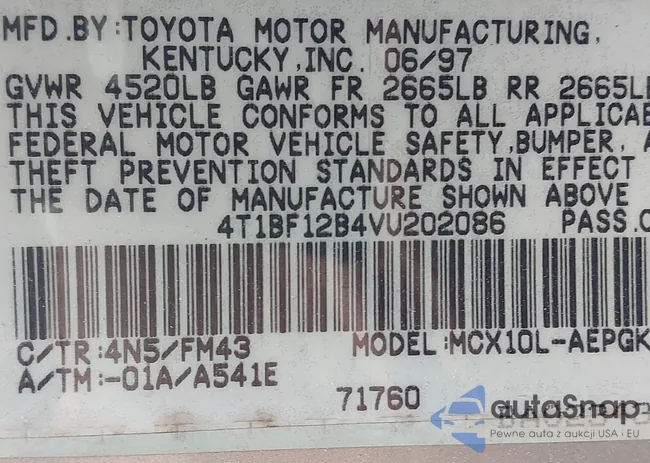 4T1BF12B4VU202086: 42469266