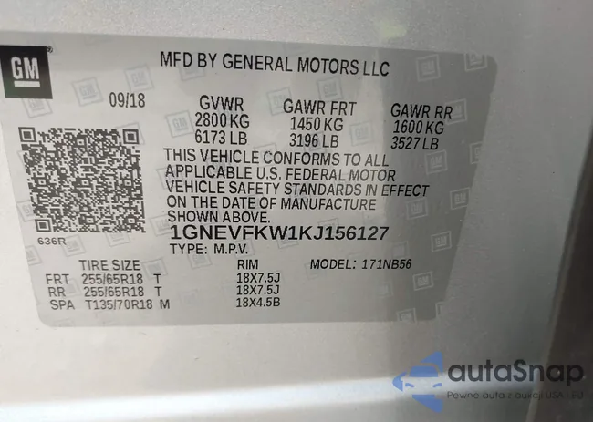 1GNEVFKW1KJ156127: 42468356