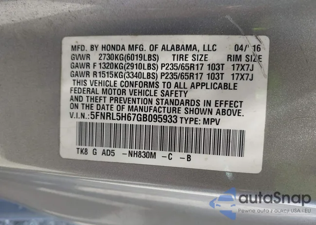 5FNRL5H67GB095933: 42468391
