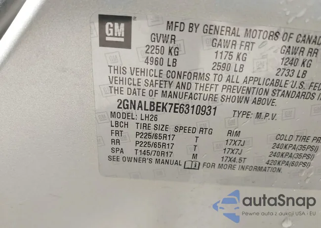 2GNALBEK7E6310931: 42468402