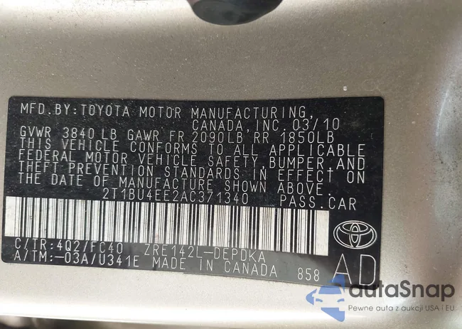 2T1BU4EE2AC371340: 42468440