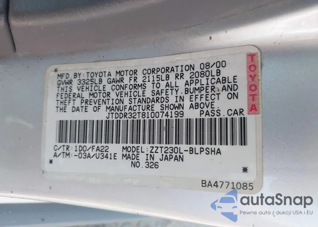 JTDDR32T810074199: 42468501