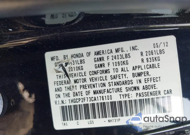 1HGCP2F73CA176100: 42468514