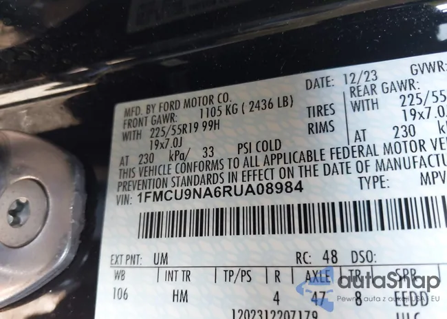 1FMCU9NA6RUA08984: 42469931