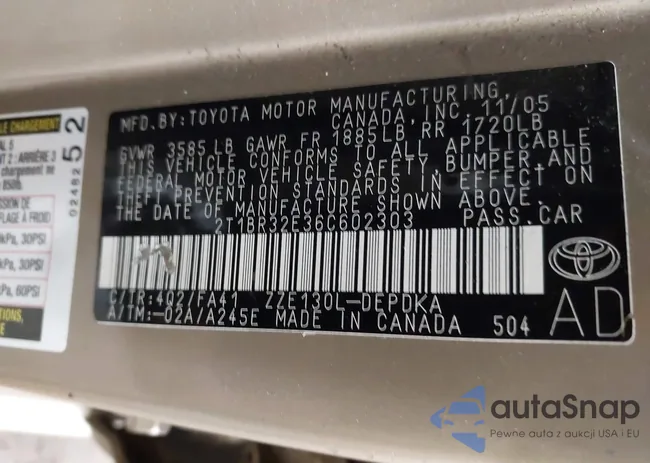 2T1BR32E36C602303: 42469961